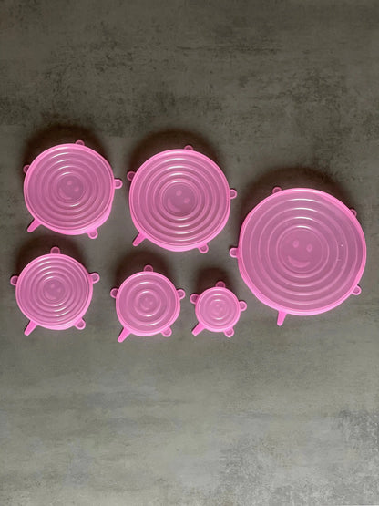 6 pièces - couvercle alimentaire conservation rond CLEVERA rose - Clevera